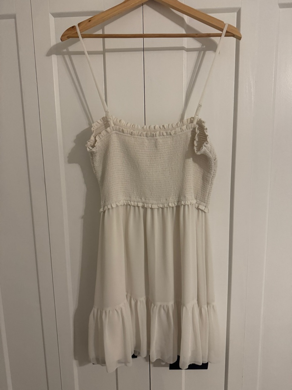 Wilfred White Smocked Mini Dress with Ruffled Hem - Picture 2 of 3